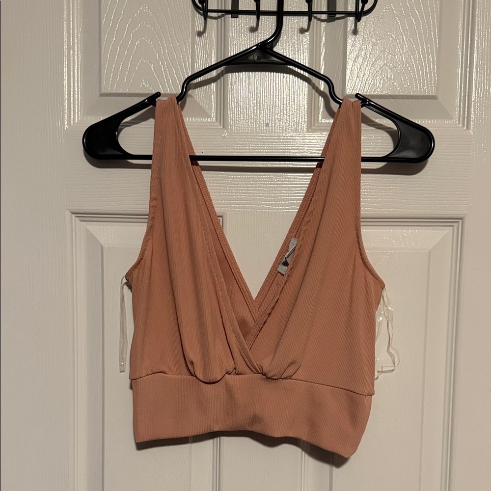 Revamped Deep V-Neck Tan Tank Top